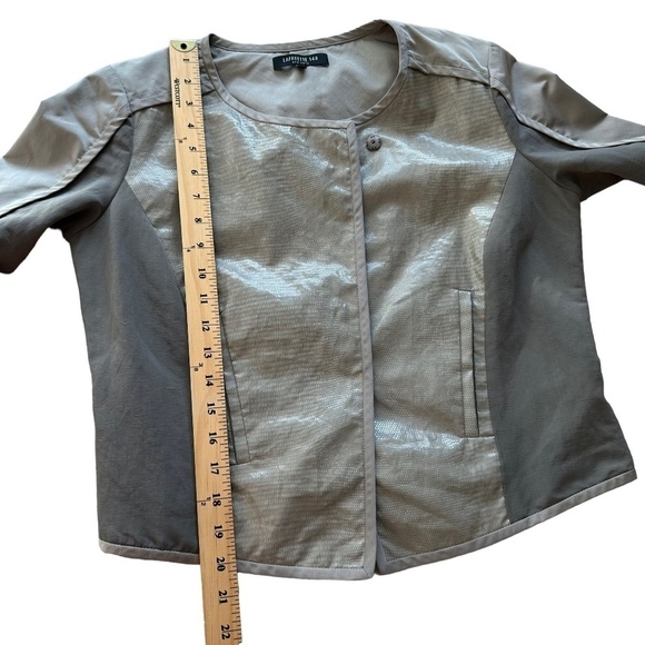 Lafayette 148 New York Size 6 Linen Blend Gray Pockets Faux Snake Print Jacket - Picture 10 of 16